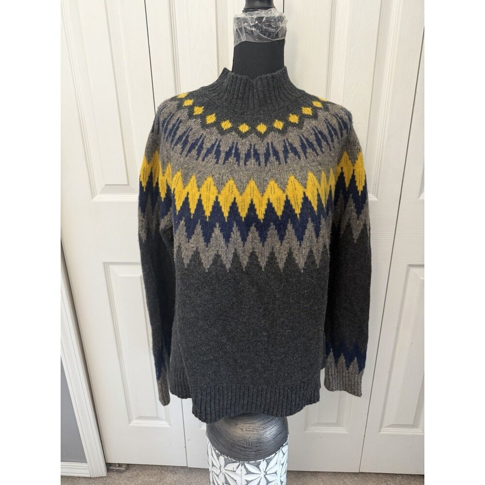 Obermeyer Turtleneck Sweater Wool Retro Ski Nordic Print Pullover Women’s Sz XL